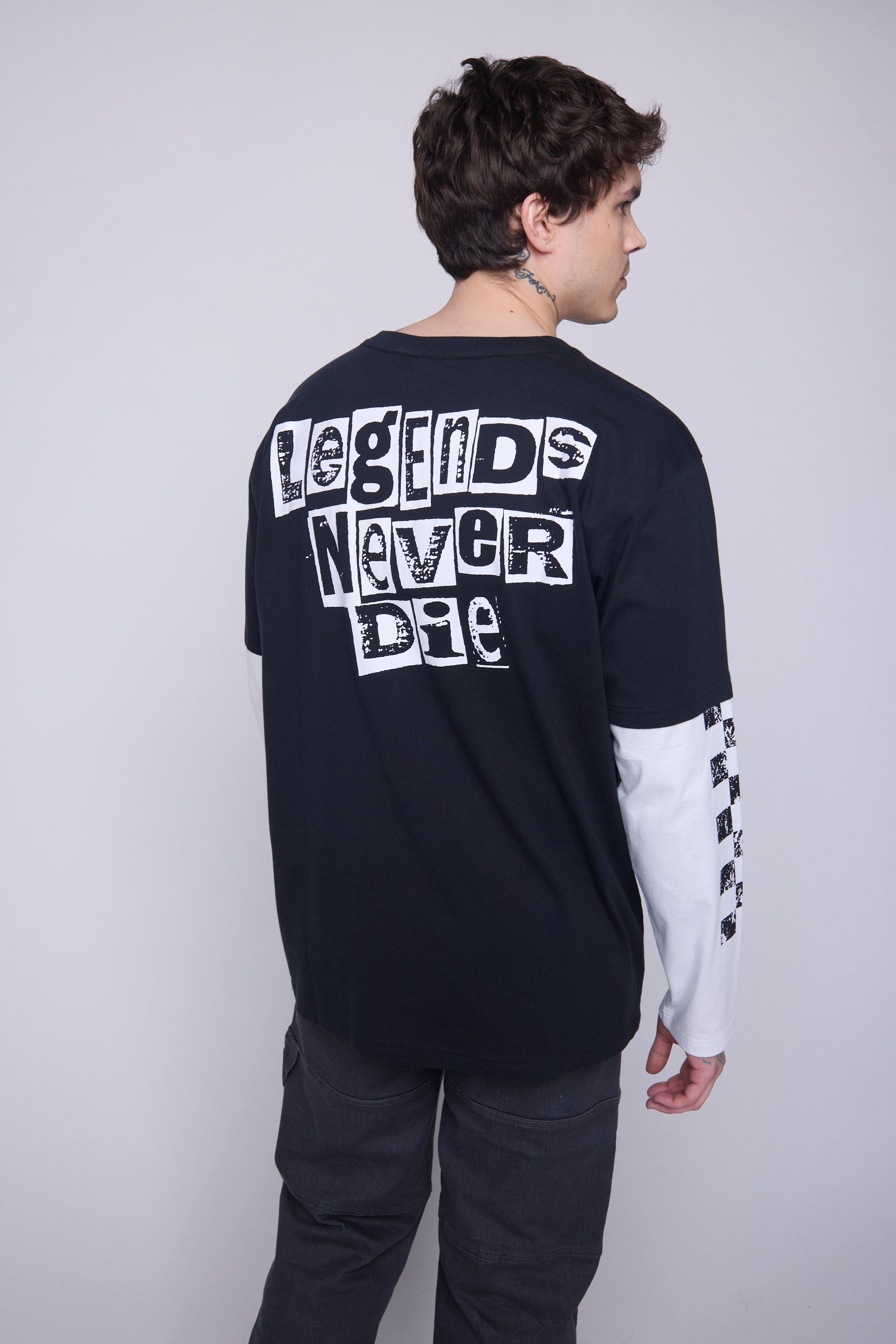 Vision Street Wear Crew Neck Full Long Sleeve Fooler Black & Ivory