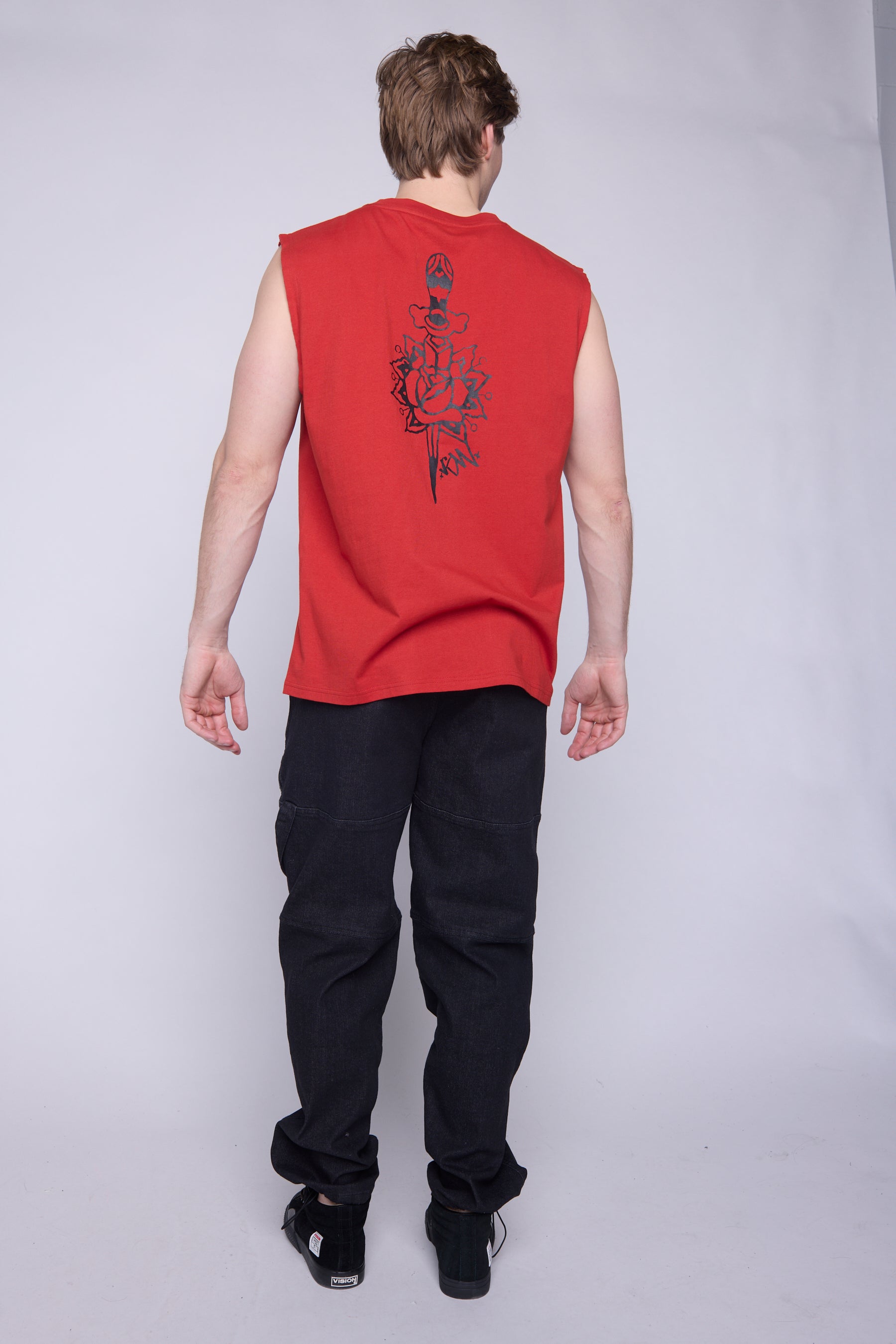 Vision Street Wear Muscle Tank Matching Tattoo Prints Red