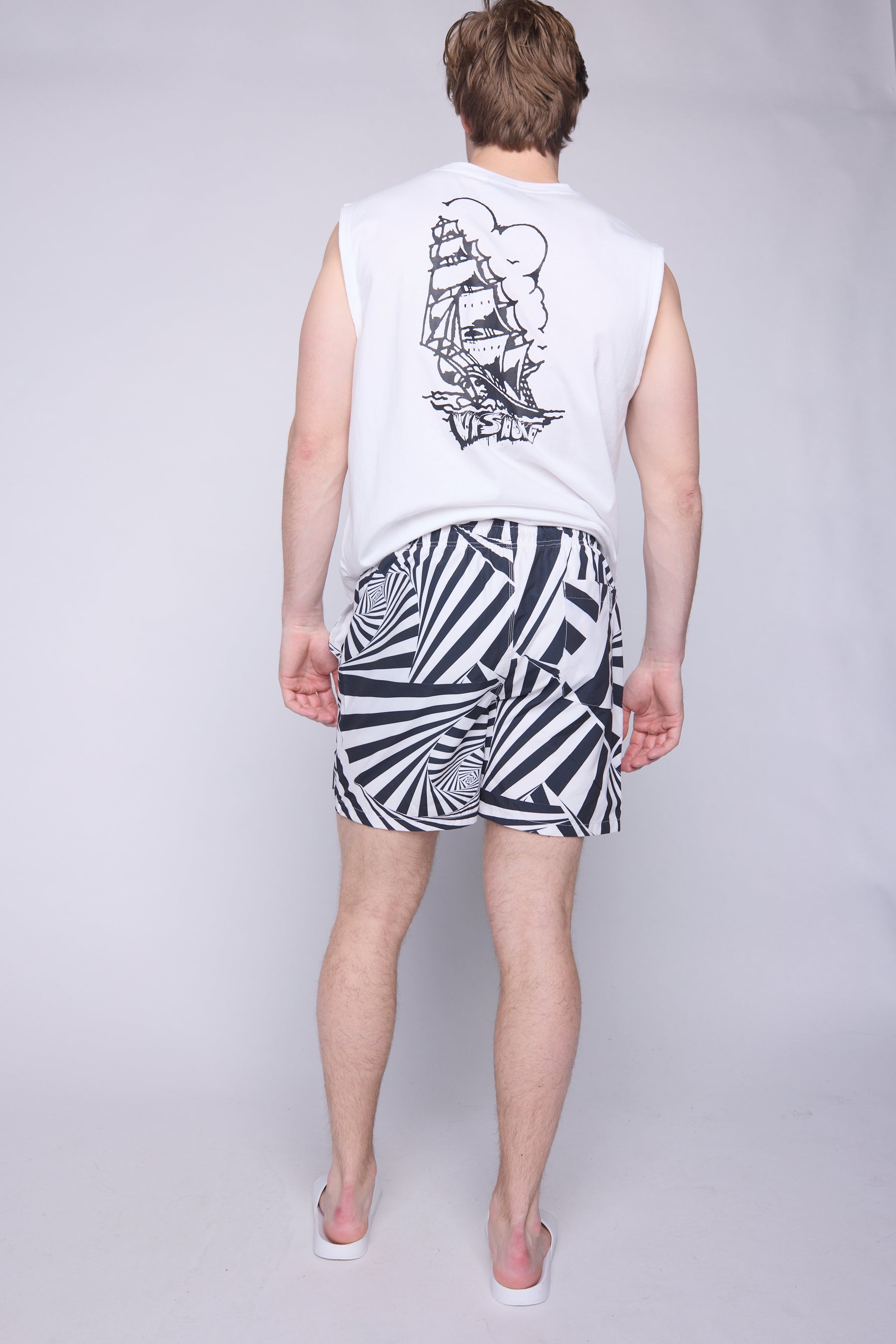 Vision Street Wear Muscle Tank Matching Tattoo Prints Ivory