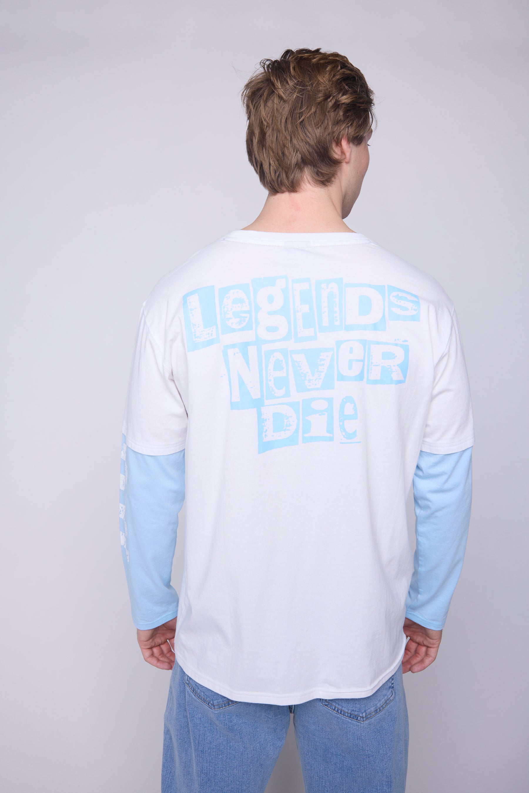 Vision Street Wear Crew Neck Full Long Sleeve Fooler Ivory & Blue Cloud