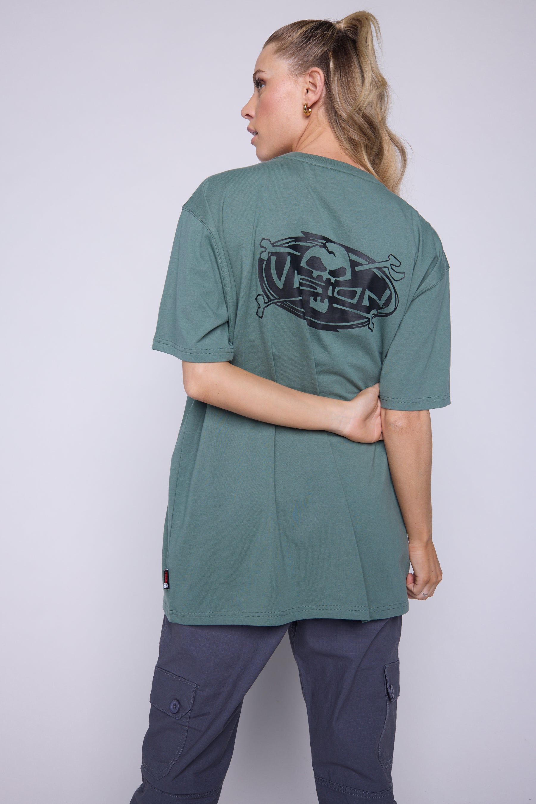 Vision Street Wear Skull Logo T-Shirt Moss