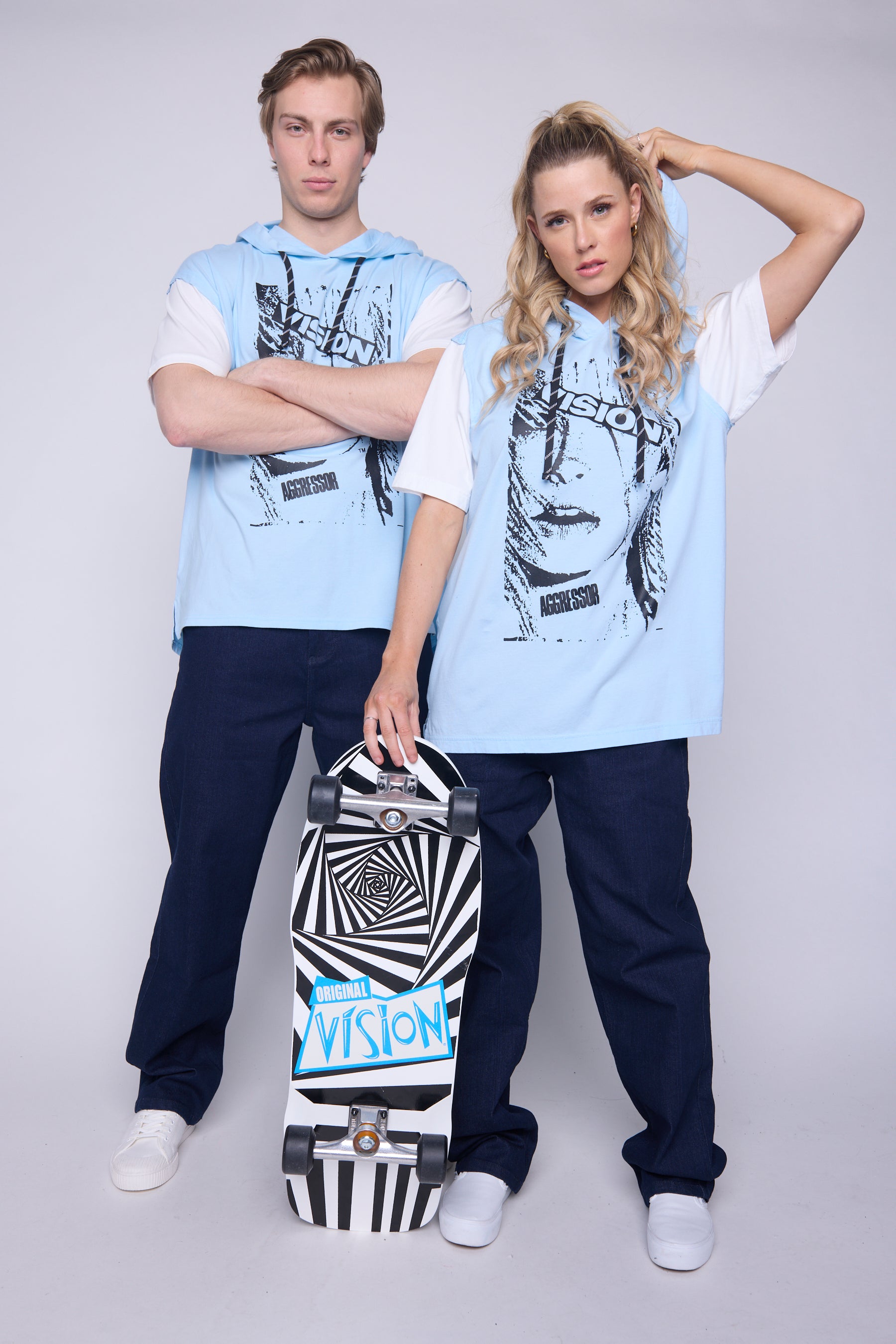 Vision Street Wear Hooded Short Sleeve Fooler Blue Cloud