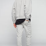 HENDRIX - Jogger Coutures Moto 5 poches en French Terry - Gris Pale