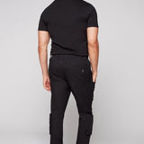 TRAVIS - Utility Cargo Stretch Poplin Pants with Adjustable Hem - Black