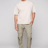 TRAVIS - Utility Cargo Stretch Poplin Pants with Adjustable Hem - Light Olive