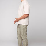 TRAVIS - Utility Cargo Stretch Poplin Pants with Adjustable Hem - Light Olive