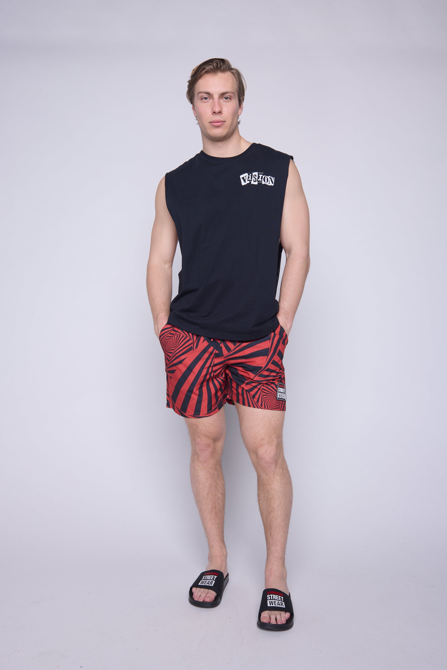 Vision Street Wear Aop Spiral Swim Shorts Red