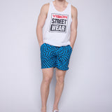 Vision Street Wear AOP Spiral Checker Swim Shorts Blue