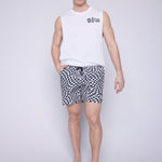 Vision Street Wear AOP Spiral Checker Swim Shorts Ivory