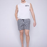 Vision Street Wear AOP Spiral Checker Swim Shorts Ivory