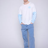 Crew Neck Full Long Sleeve Fooler - Ivory/Blue Cloud