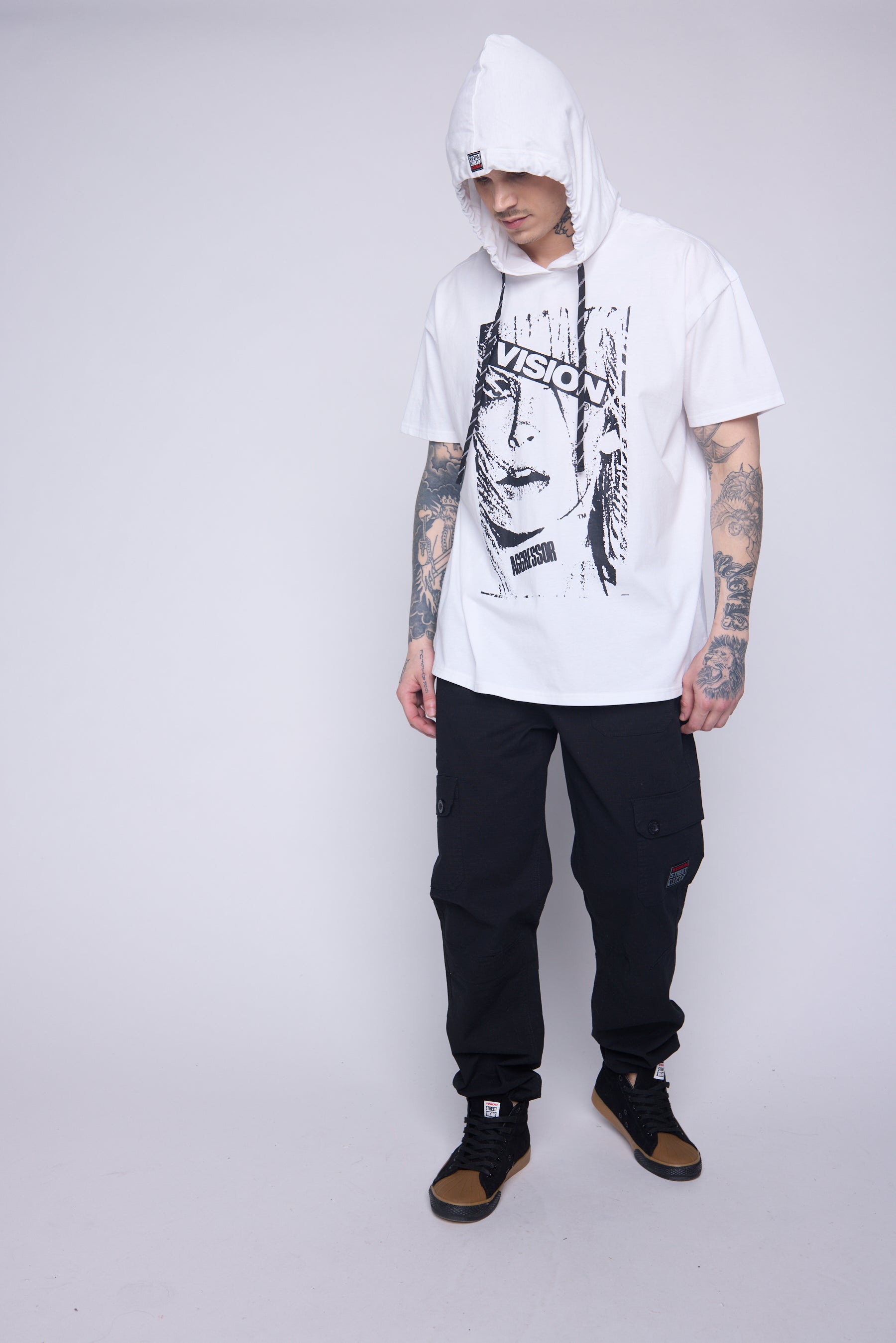 Vision Street Wear Hooded Short Sleeve Fooler Ivory