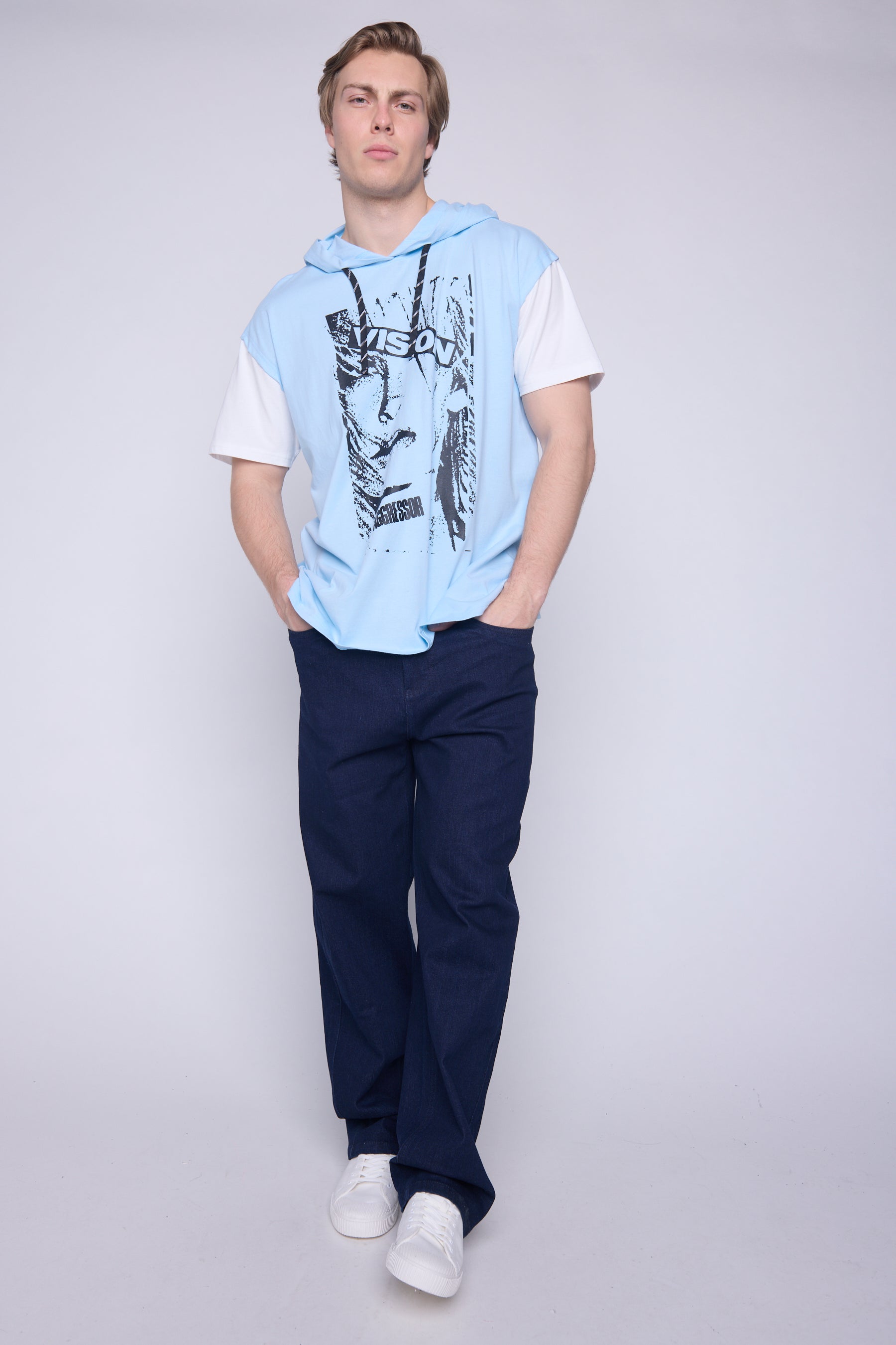 Vision Street Wear Hooded Short Sleeve Fooler Blue Cloud