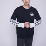 Vision Street Wear Crew Neck Full Long Sleeve Fooler Black & Ivory