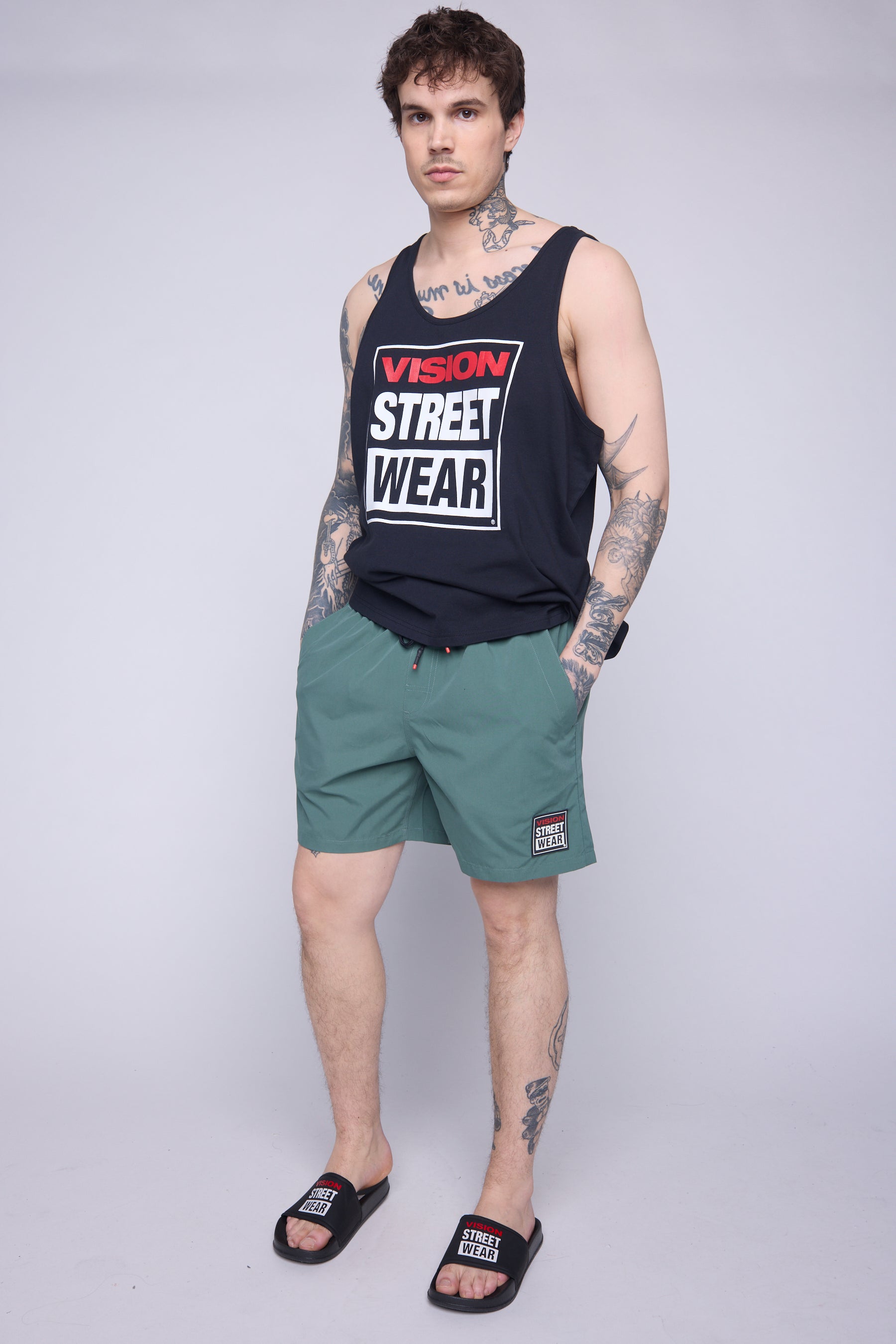 Vision Street Wear Solid Swim Shorts Moss