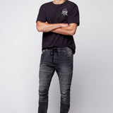 JACKSON - 5 Pocket Moto Pintuck Jogger - Dark Grey Wash