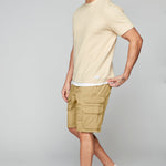 JUDE - Mens Multi Cargo Ripstop Shorts - Beige - DENIM SOCIETY