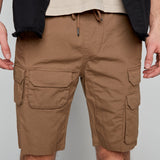 JUDE - Mens Multi Cargo Ripstop Shorts - Tobacco - DENIM SOCIETY