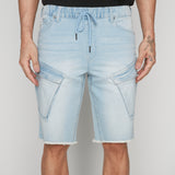 KRAVITZ - Mens Shorts With Bellowed Cargo pockets - Blue Bleach