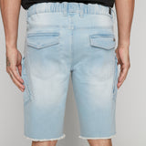 KRAVITZ - Mens Shorts With Bellowed Cargo pockets - Blue Bleach