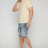 KRAVITZ - Mens Shorts With bellowed Cargo pockets - Vintage Light Blue Wash