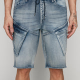 KRAVITZ - Mens Shorts With bellowed Cargo pockets - Vintage Light Blue Wash