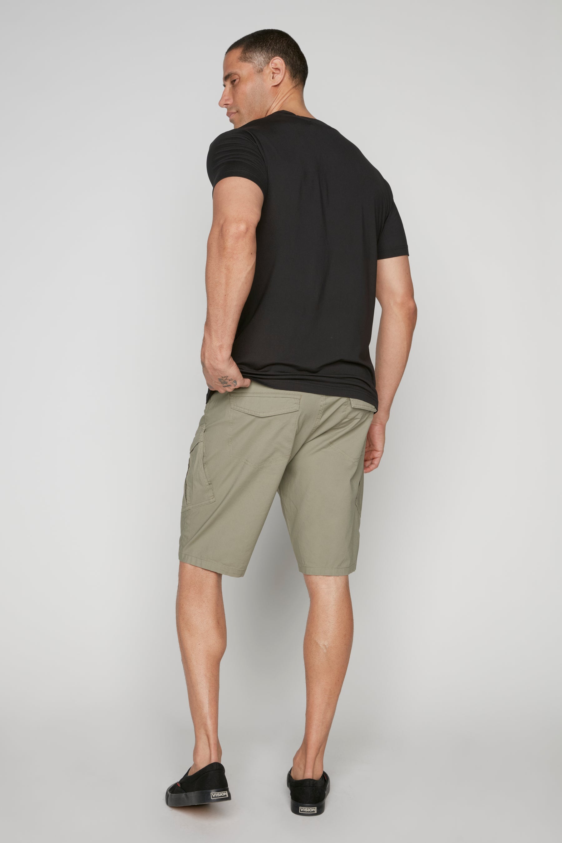 KRAVITZ - Mens 5-Pockets Pull-On Cargo Poplin Shorts - Light Olive DNM.WORKS