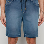 LENNON - Mens Rolled-Up Shorts - Medium Blue Acid Wash DNM.WORKS