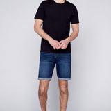 LENNON - Short Roulé Pour Homme - Délavage Indigo Moyen