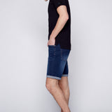 LENNON - Mens Rolled-Up Shorts - Dark Indigo Rinse