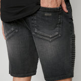 PHOENIX - Short Moto Pour Homme - Flex Denim - Lavage à Rinçage Gris Foncé