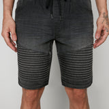 PHOENIX - Mens Flex Denim Moto Short - Dark Grey Wash