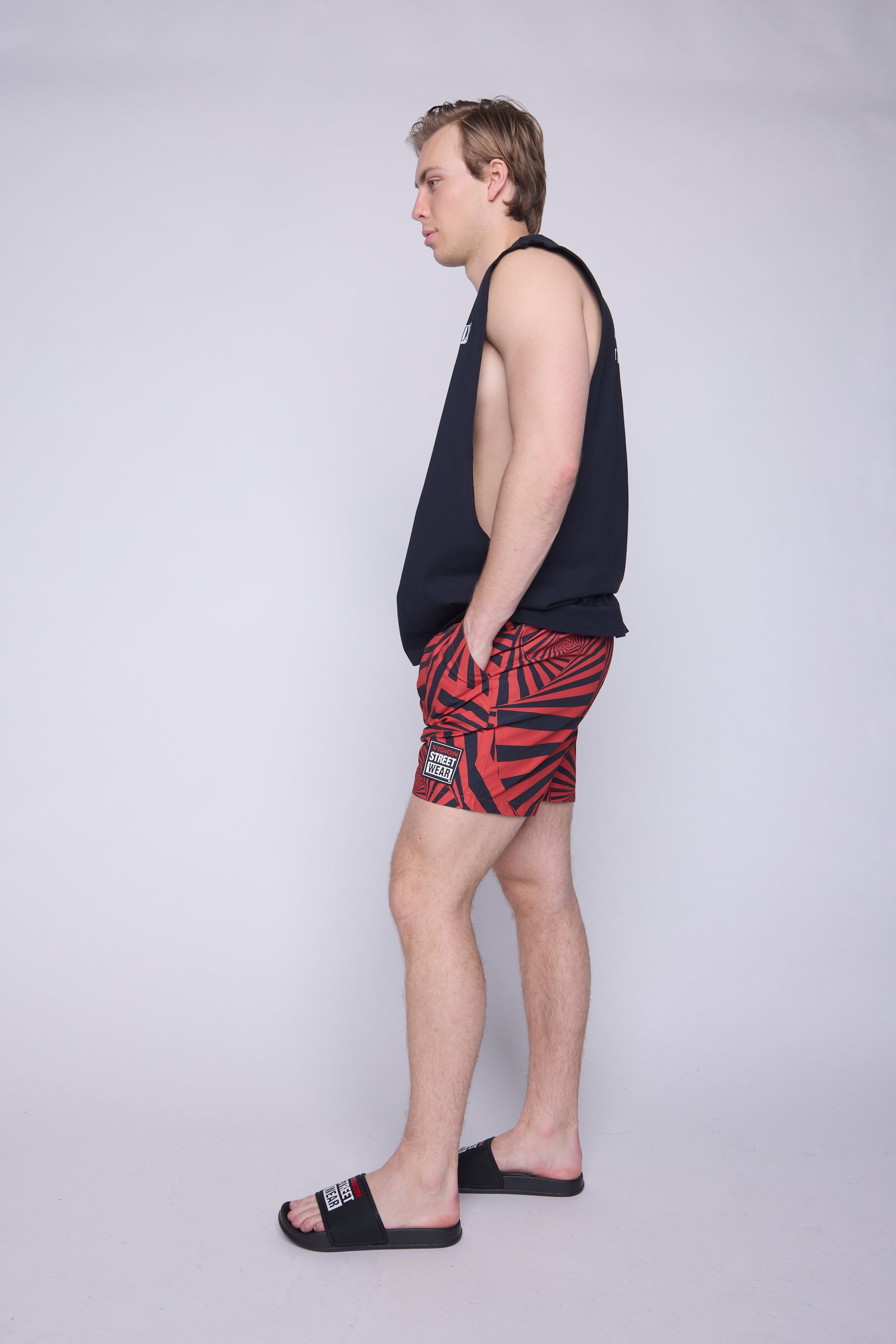 Vision Street Wear Aop Spiral Swim Shorts Red