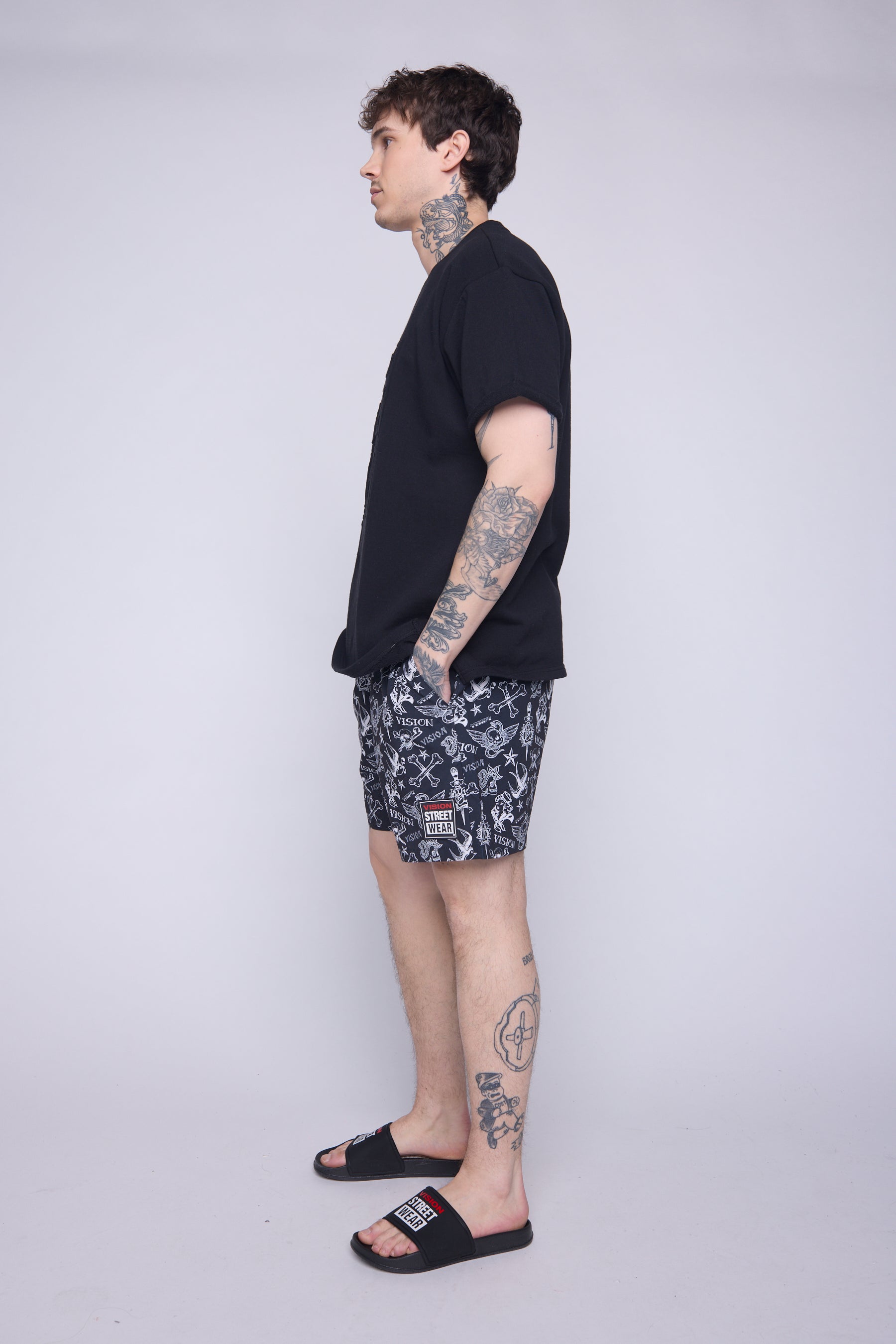 Vision Street Wear Aop Tattoo Swim Shorts Black