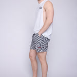 Vision Street Wear AOP Spiral Checker Swim Shorts Ivory