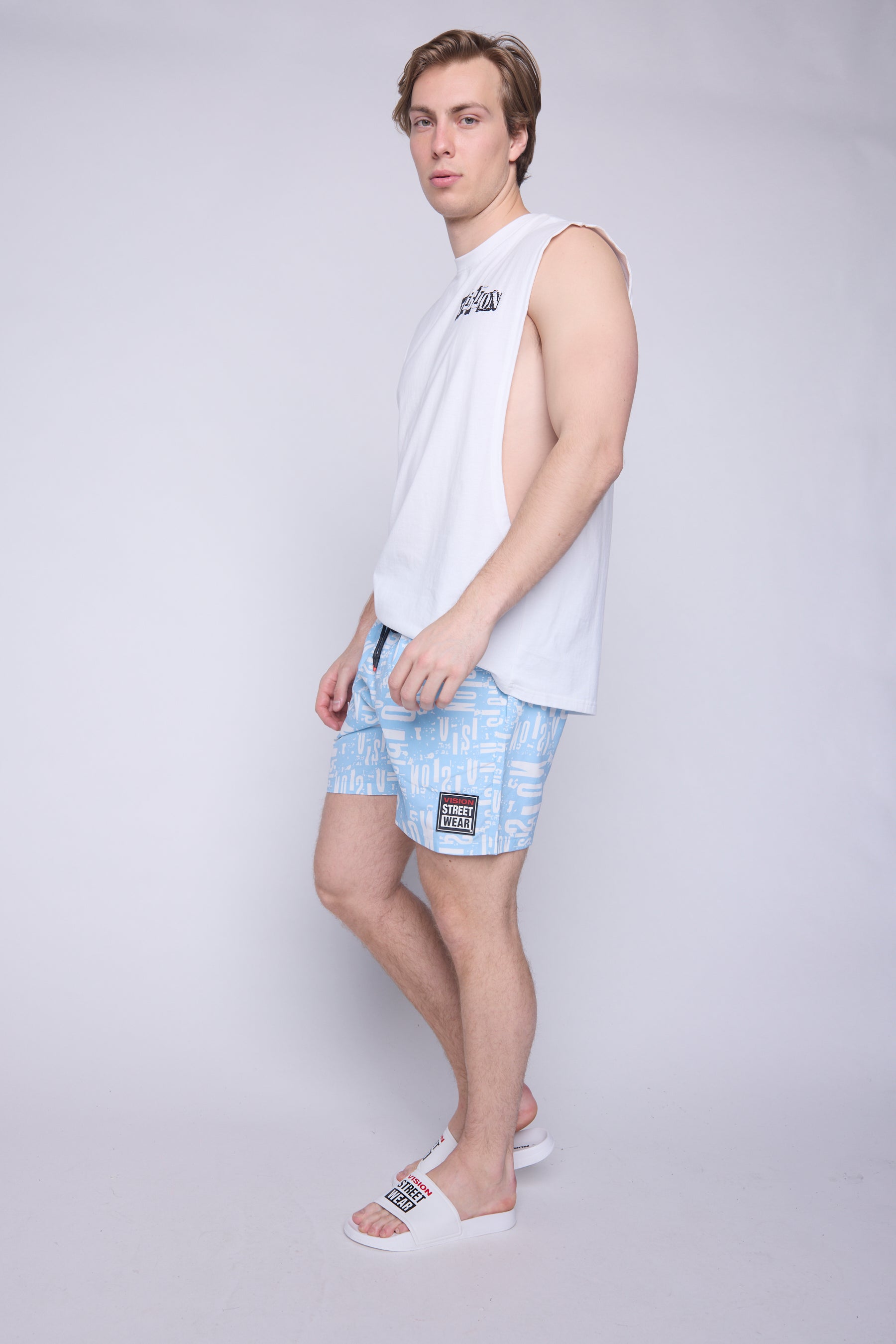 Vision Street Wear Aop Swim Shorts Blue Cloud