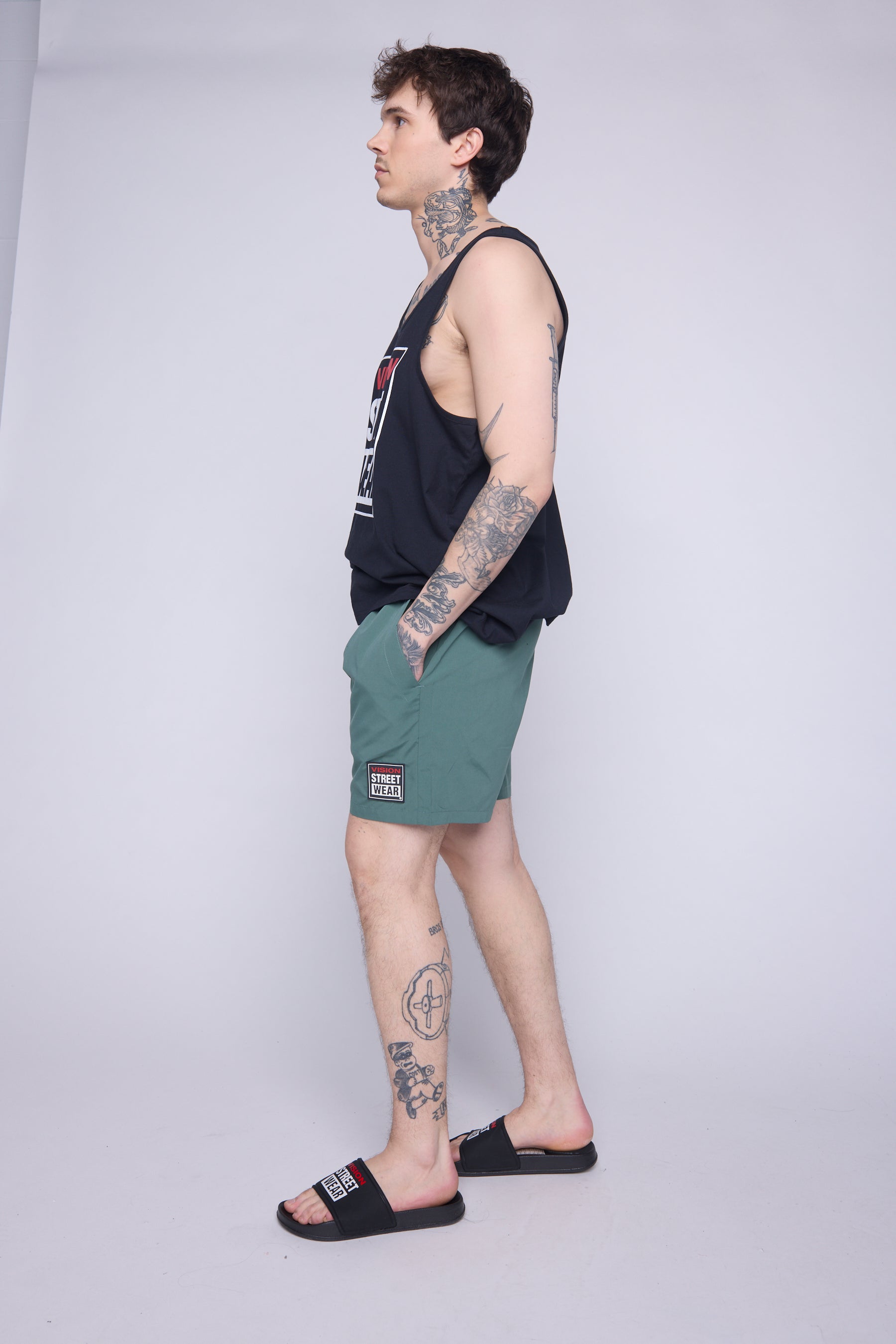 Vision Street Wear Solid Swim Shorts Moss