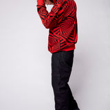 Aop Spirals Print Hoodie - Red