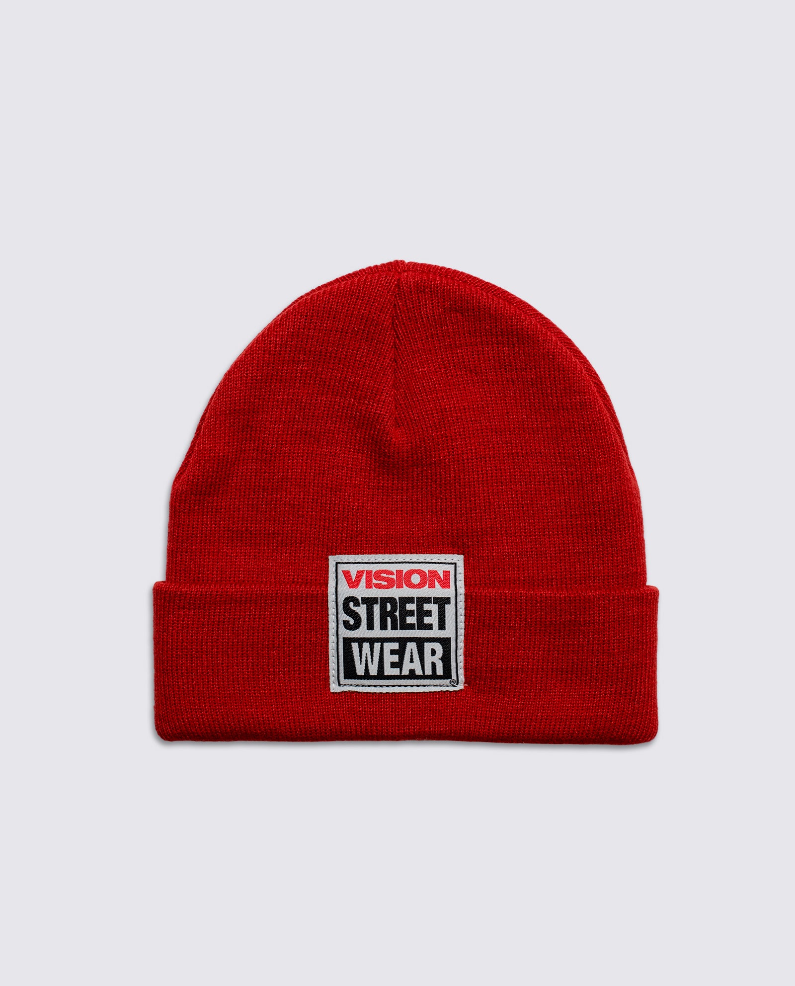 Vision Street Wear Cuffed Skateboard Beanie With Large Logo Patch Red