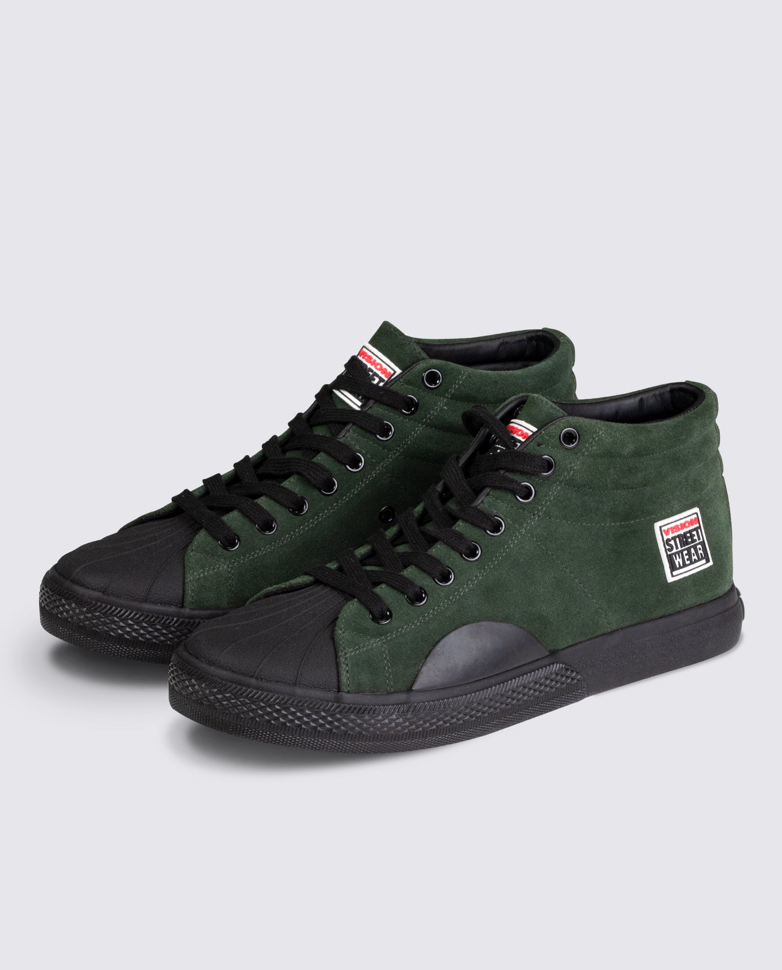 Vision Street Wear Leather Suede High Top Skateboard Sneakers Army