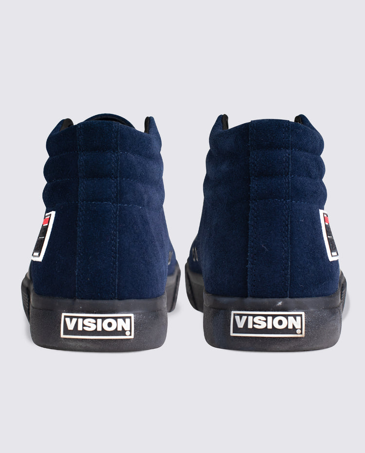 Vision Street Wear Leather Suede High Top Skateboard Sneakers Deep Navy