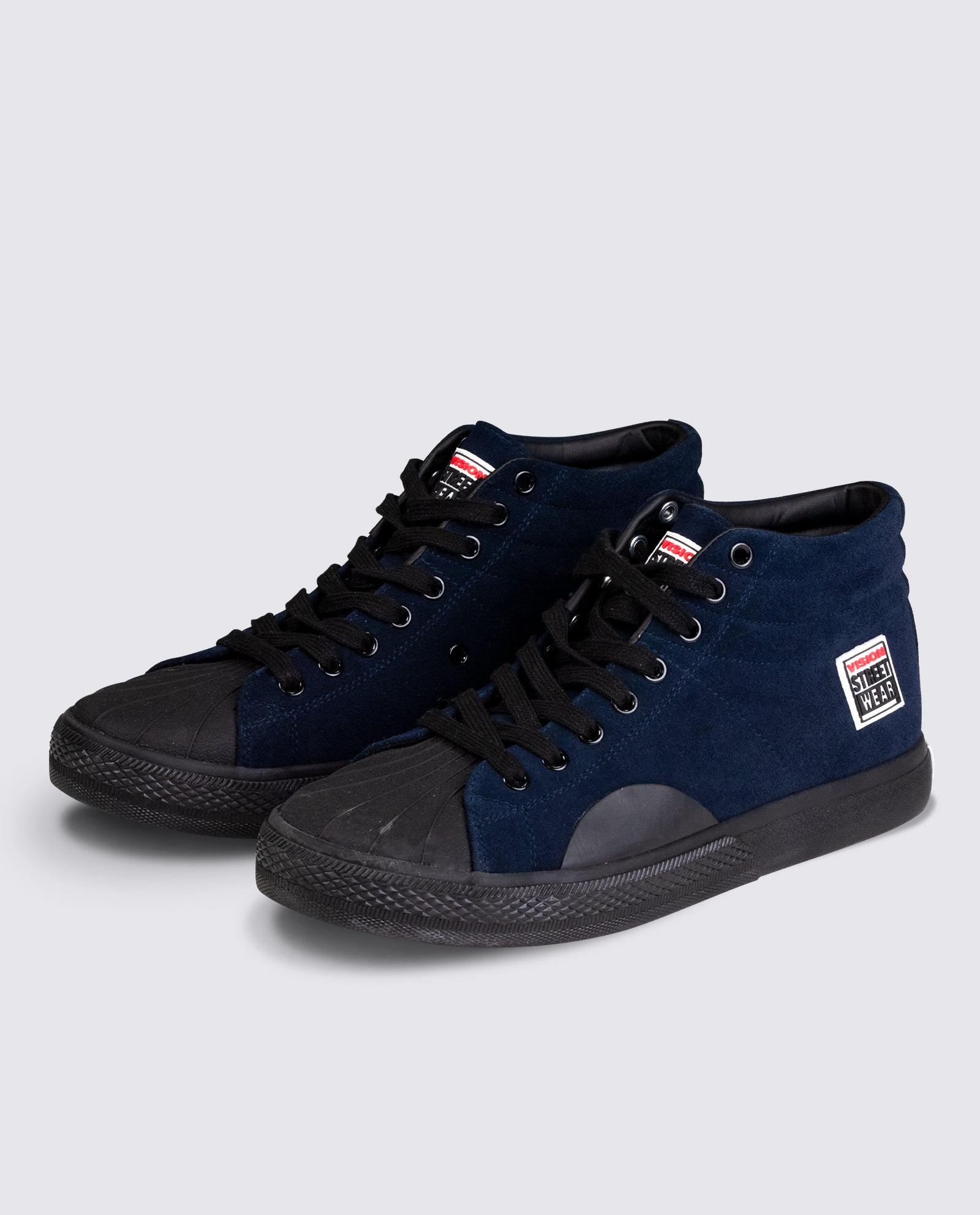 Vision Street Wear Leather Suede High Top Skateboard Sneakers Deep Navy