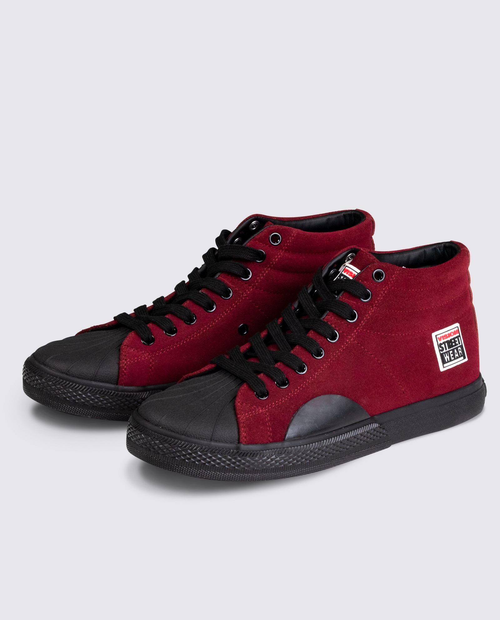 Vision Street Wear Leather Suede High Top Skateboard Sneakers Oxblood