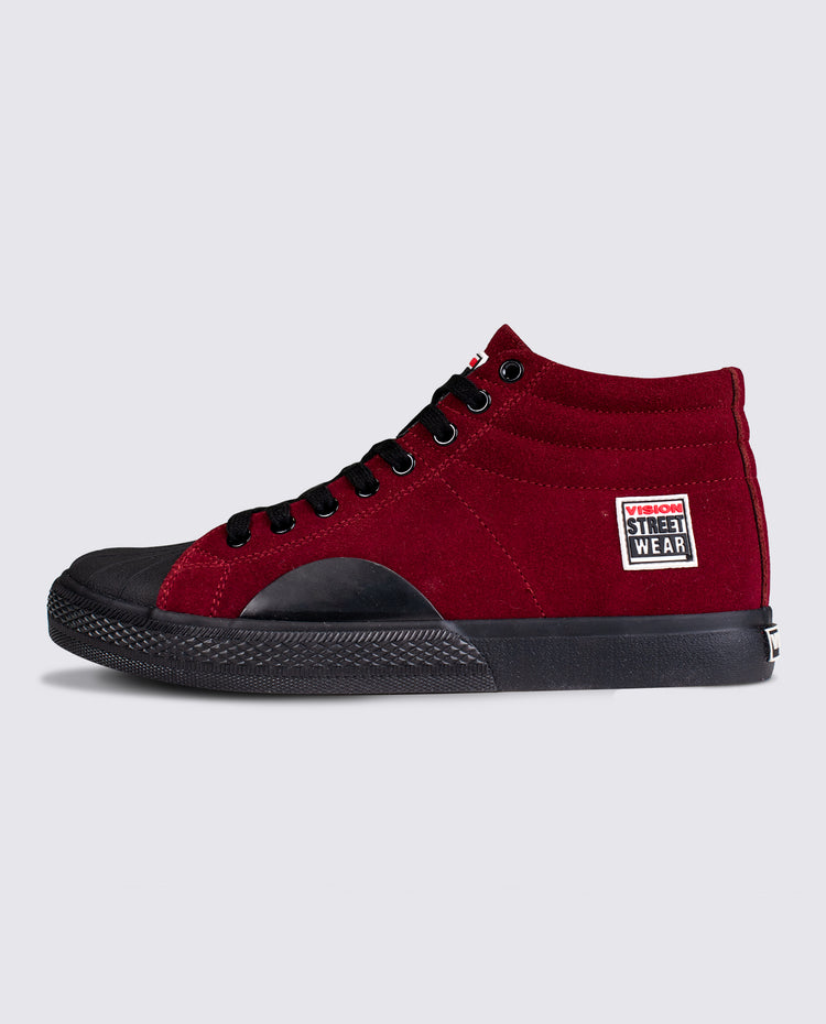 Vision Street Wear Leather Suede High Top Skateboard Sneakers Oxblood