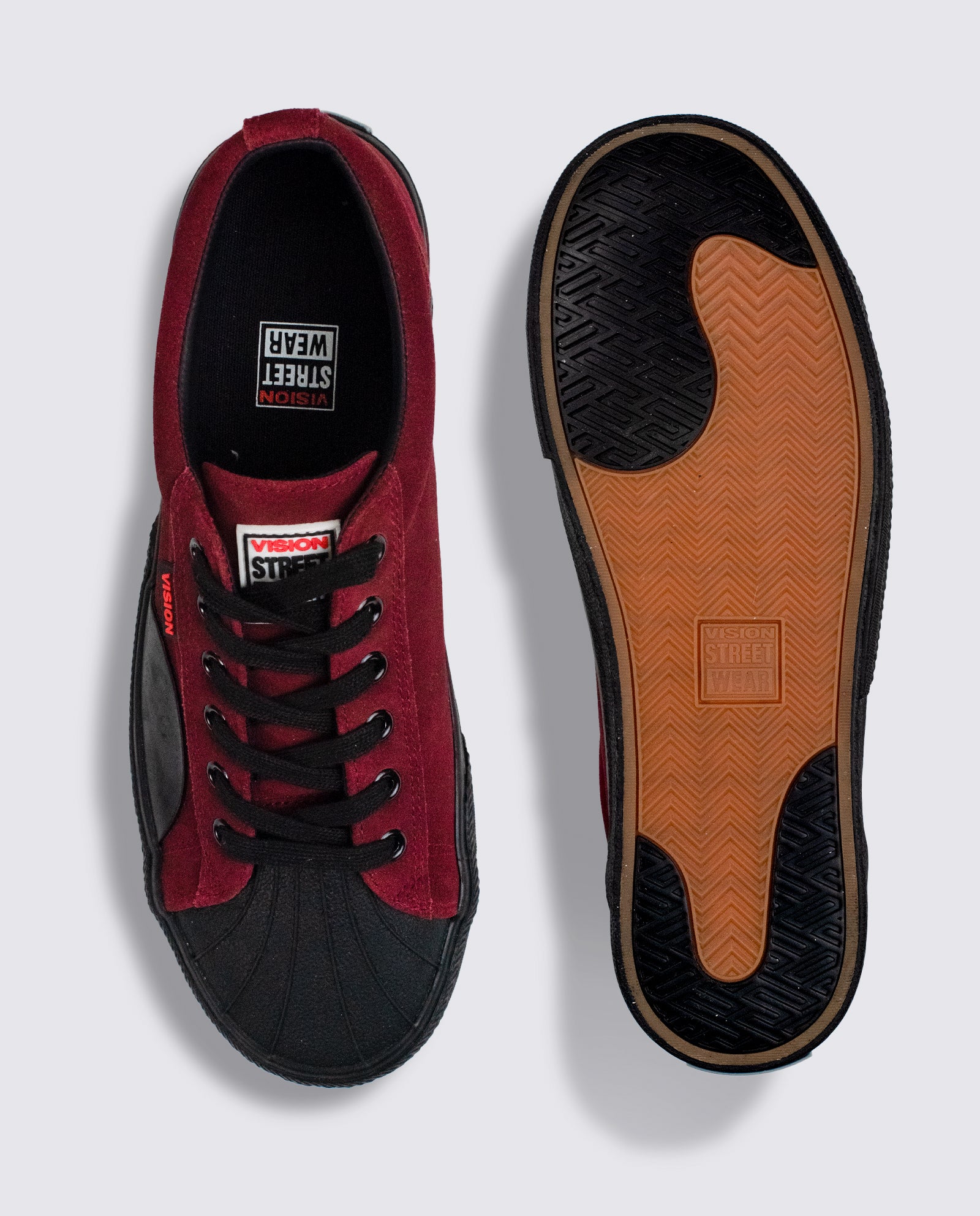 Vision Street Wear Leather Suede Low Top Skateboard Sneakers Oxblood