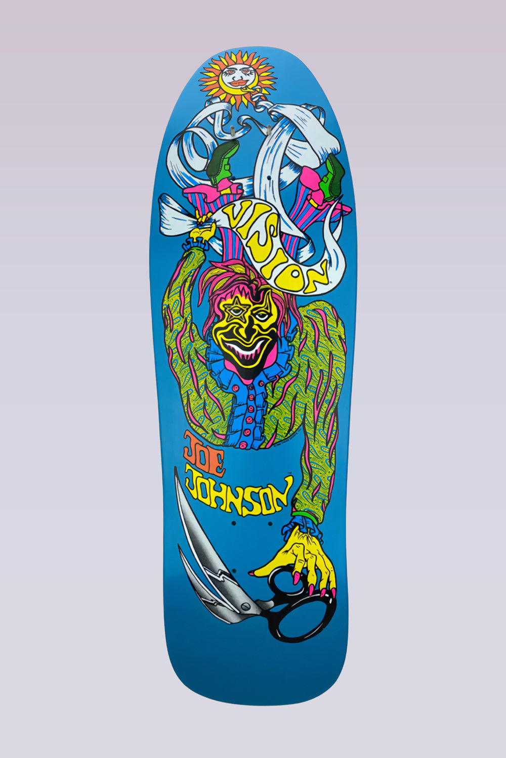 Joe Johnson Scissors Skateboard Deck - 9.5" x 32" - Turquoise Dip