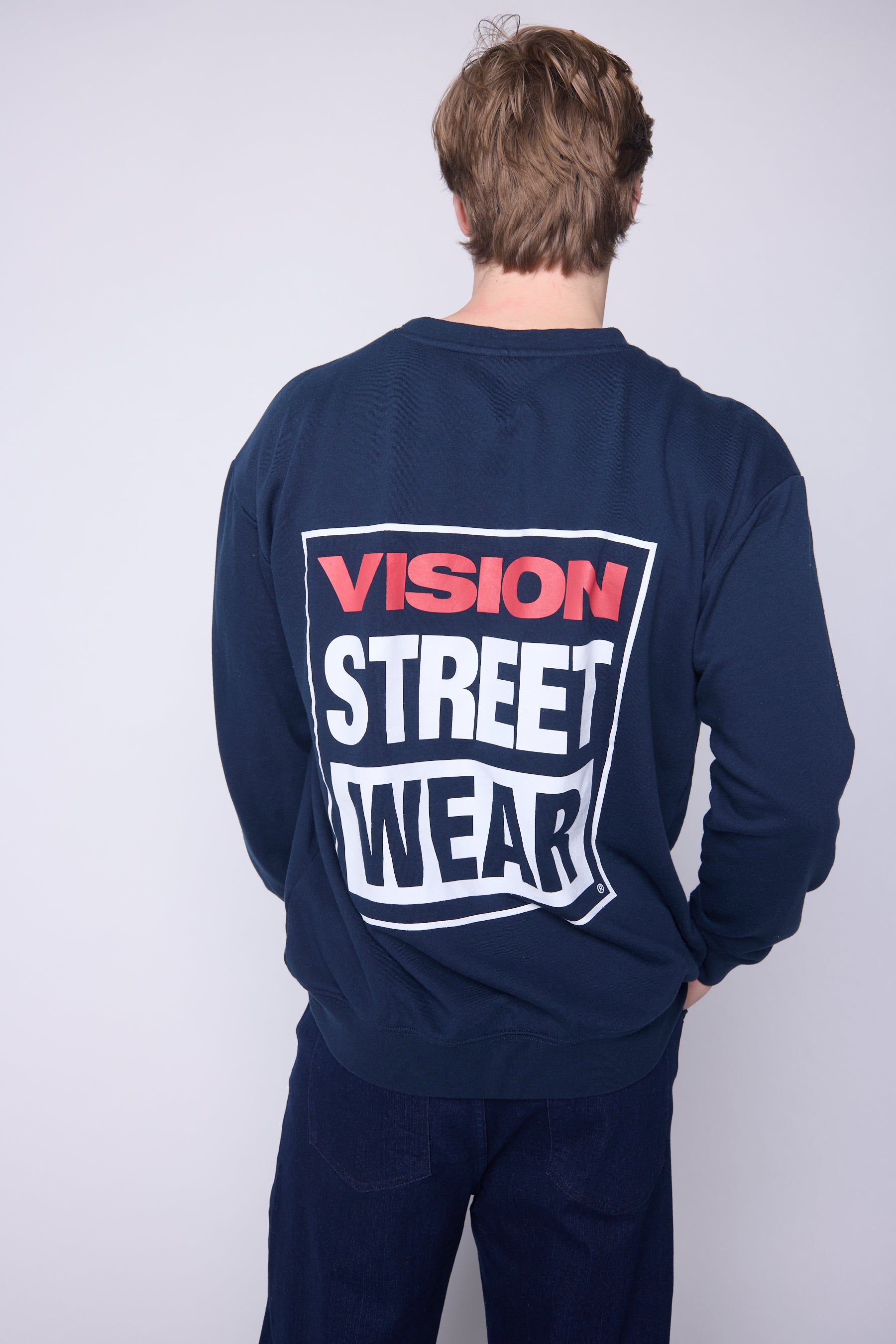 Vision Street Wear Printed Box Logo Sweatshirt Navy