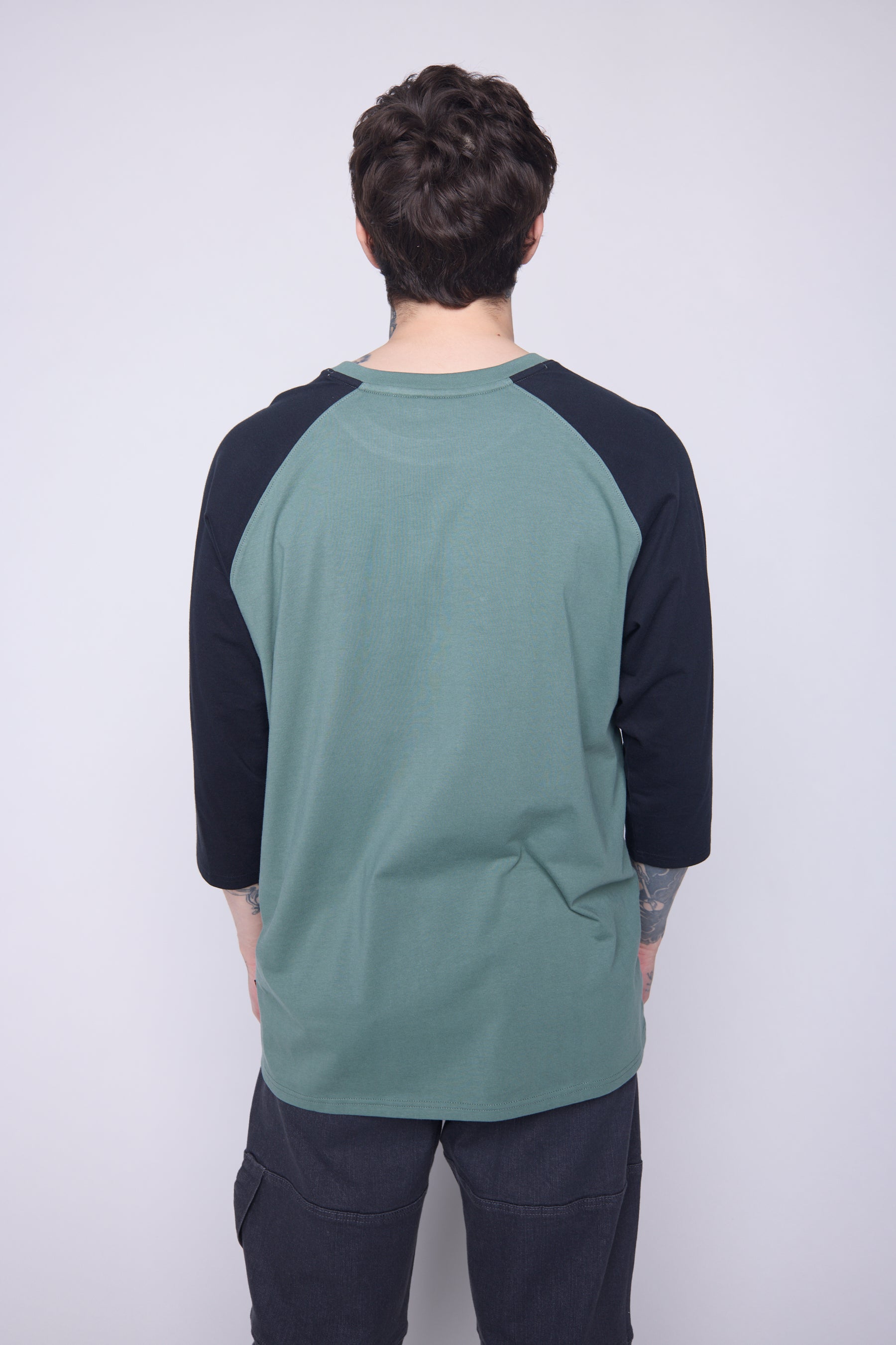 Vision Street Wear 3/4 Raglan Sleeve Box Logo Print Moss