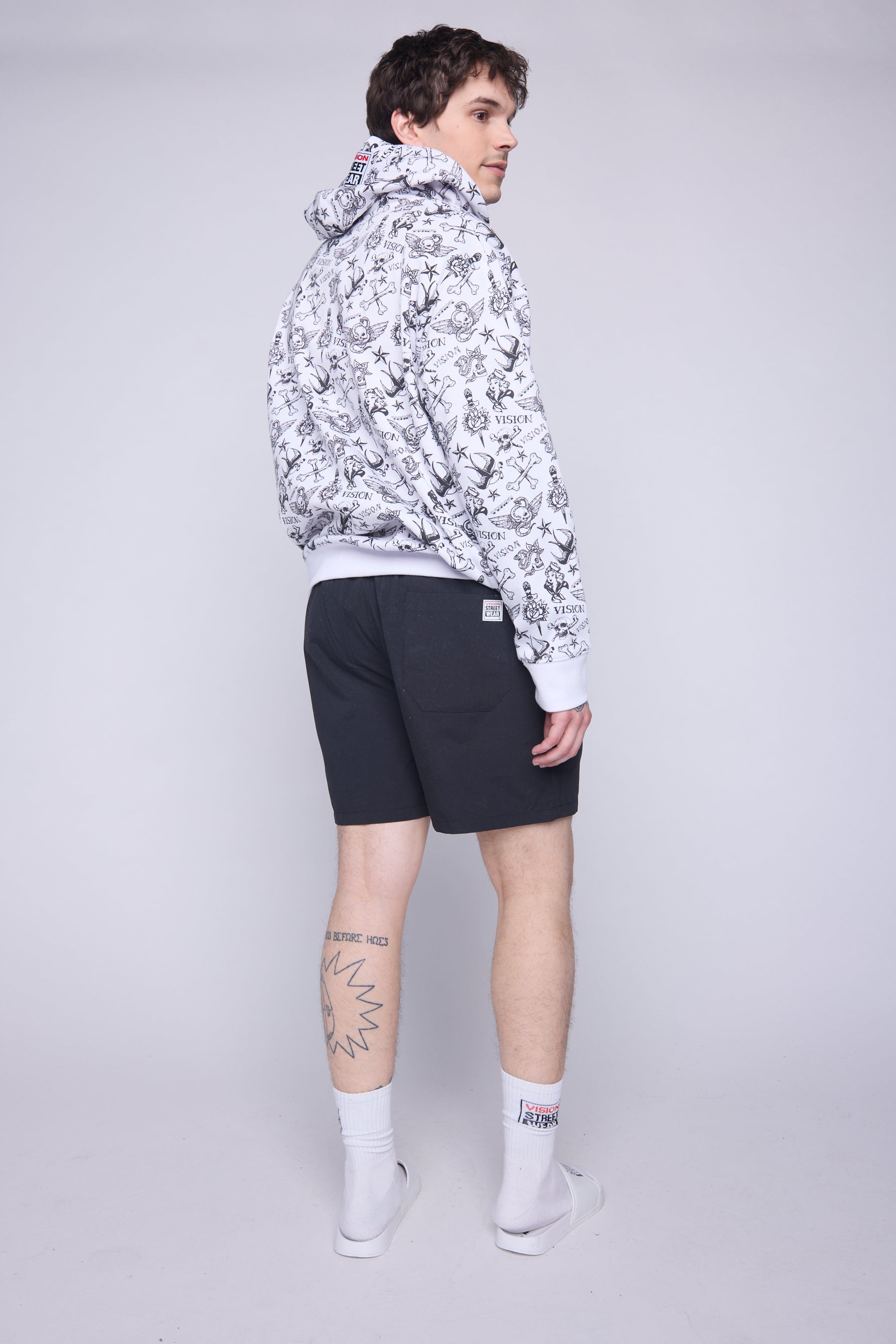 Vision Street Wear Aop Tattoo Hoodie Ivory