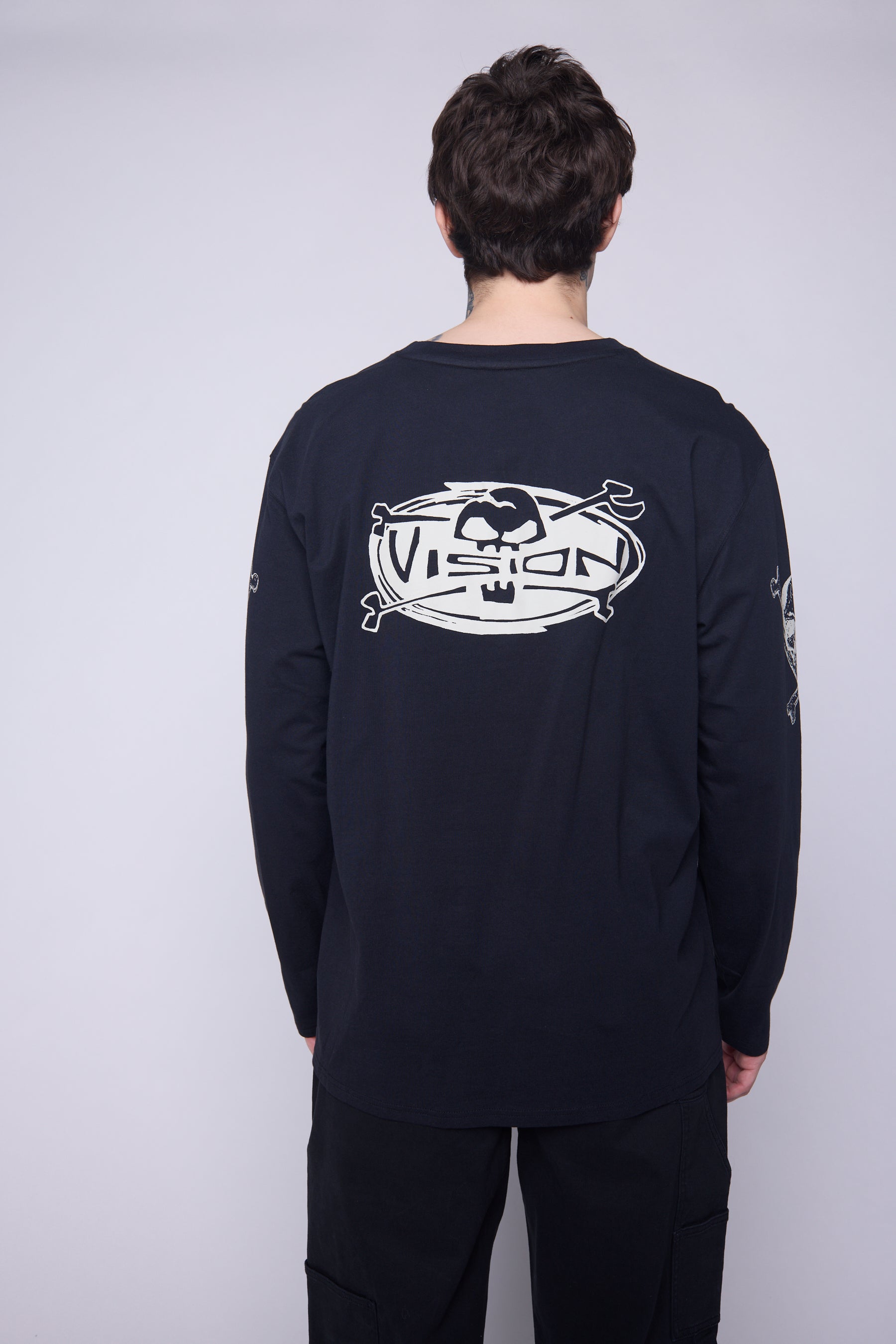 Vision Street Wear Skull Bone Print T-Shirt Black